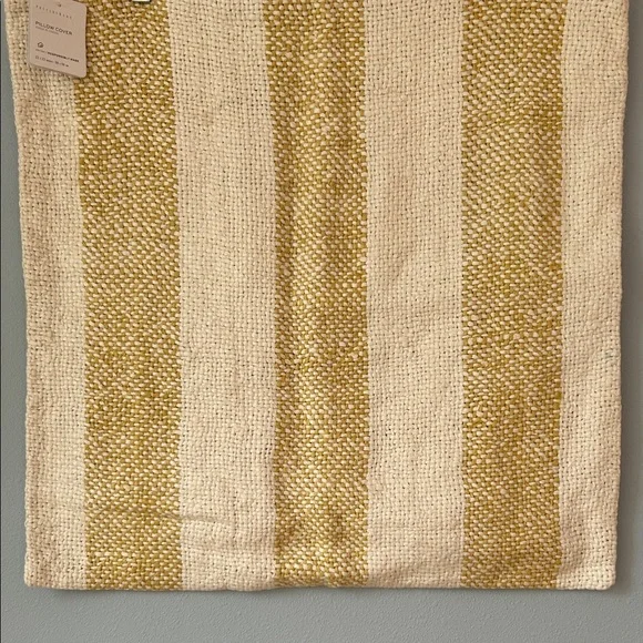Pottery Barn • NWT Faye Textured Linen Striped Euro Pillow Cover Yellow Cream